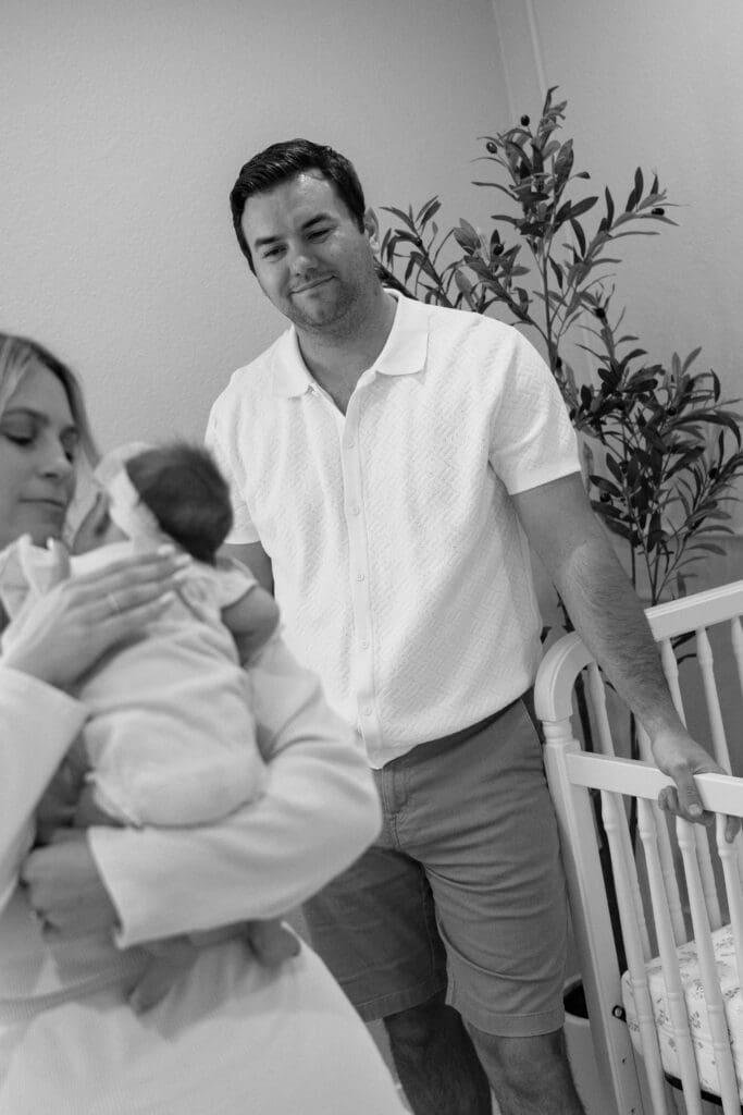 Newborn lifestyle photography session in Orange County home
