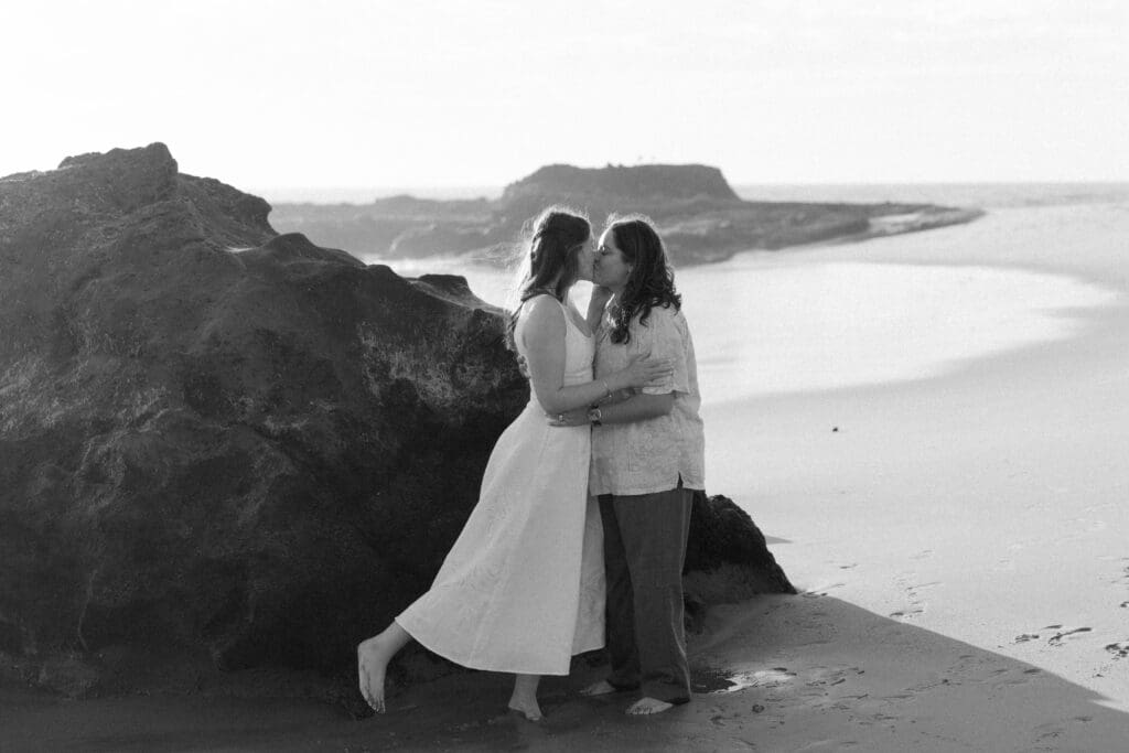 Golden hour beach proposal in Southern California at sunset